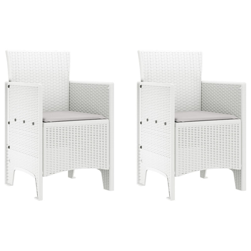 Garden Chairs with Cushions 2 pcs White Poly Rattan