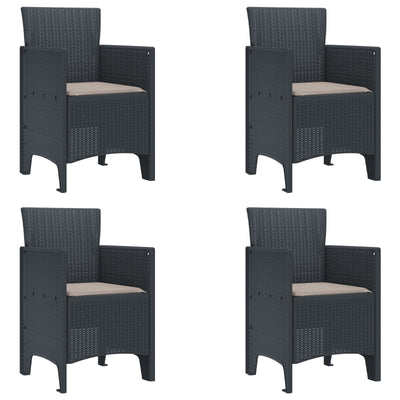 Garden Chairs with Cushions 4 pcs Anthracite Poly Rattan