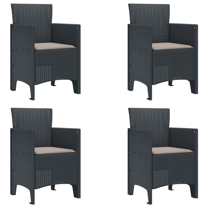 Garden Chairs with Cushions 4 pcs Anthracite Poly Rattan