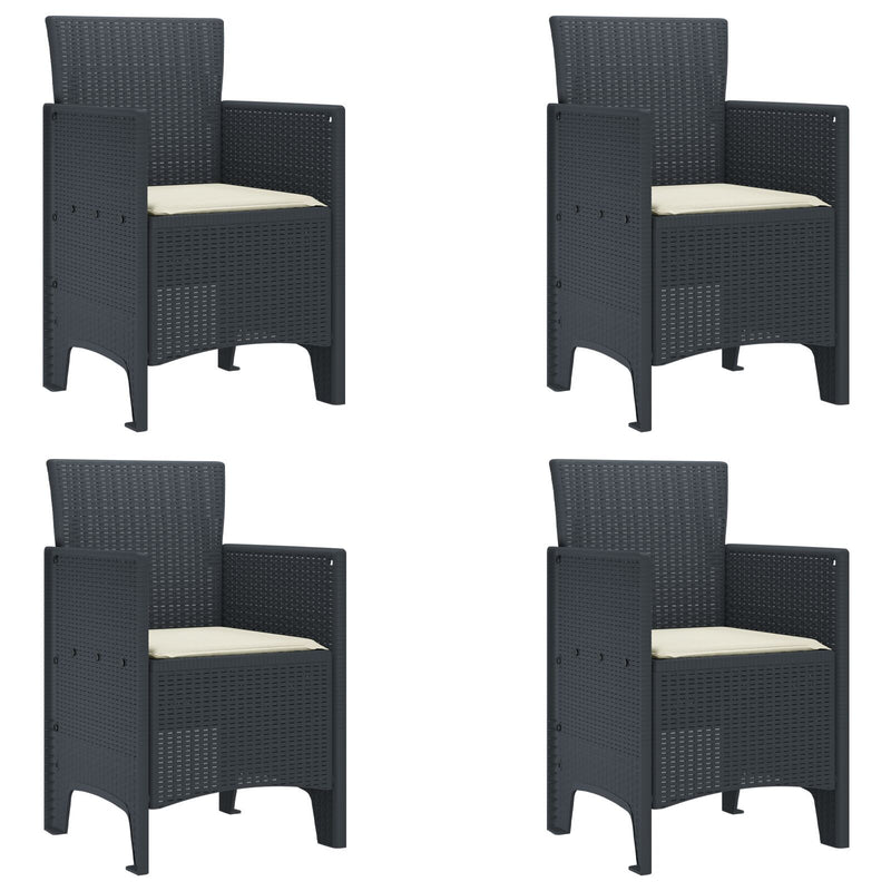 Garden Chairs with Cushions 4 pcs Anthracite Poly Rattan