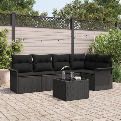 6 Piece Garden Sofa Set with Cushions Beige Poly Rattan