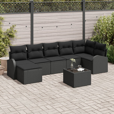 8 Piece Garden Sofa Set with Cushions Beige Poly Rattan