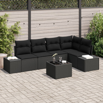 6 Piece Garden Sofa Set with Cushions Beige Poly Rattan