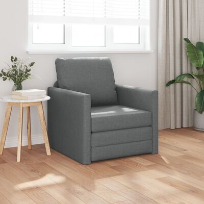 Floor Sofa Bed 2-in-1 Dark Grey 74x77x81 cm Fabric