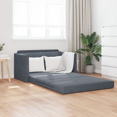 Floor Sofa Bed 2-in-1 Dark Grey 124x204x61 cm Velvet