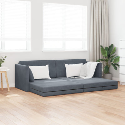 Floor Sofa Bed 2-in-1 Dark Grey 213x144x60 cm Velvet