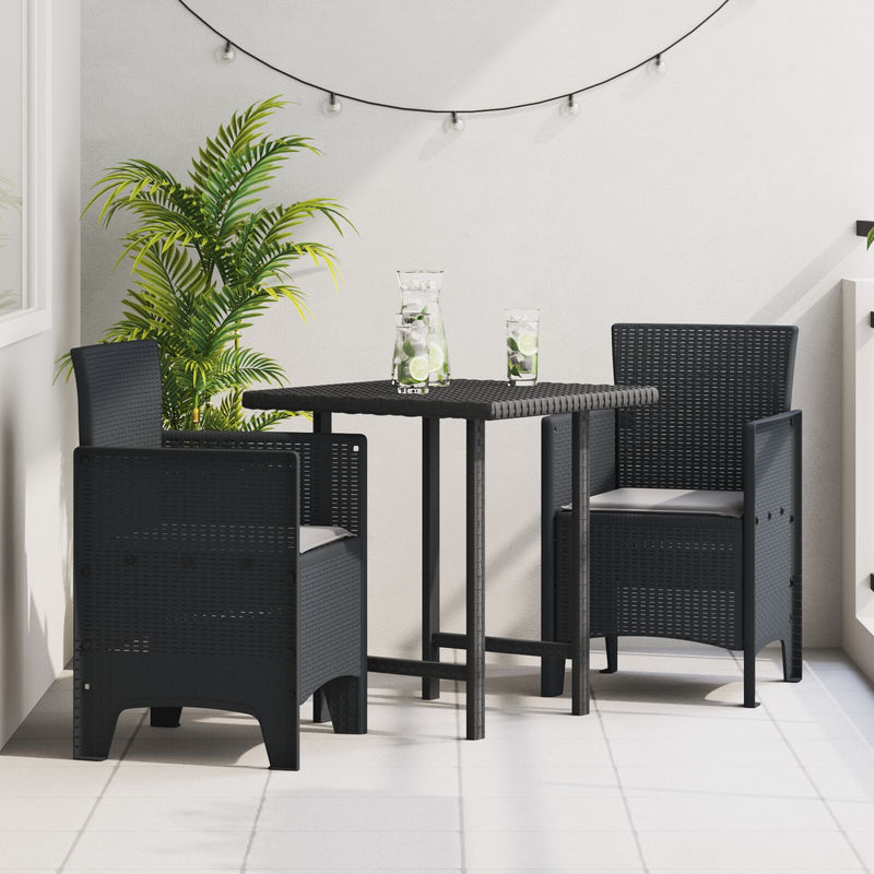 Garden Chairs with Cushions 2 pcs Anthracite Poly Rattan