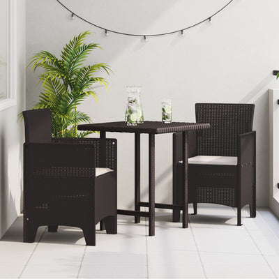 Garden Chairs with Cushions 2 pcs Brown Poly Rattan