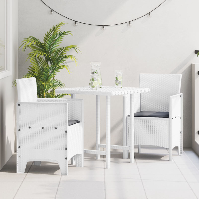 Garden Chairs with Cushions 2 pcs White Poly Rattan