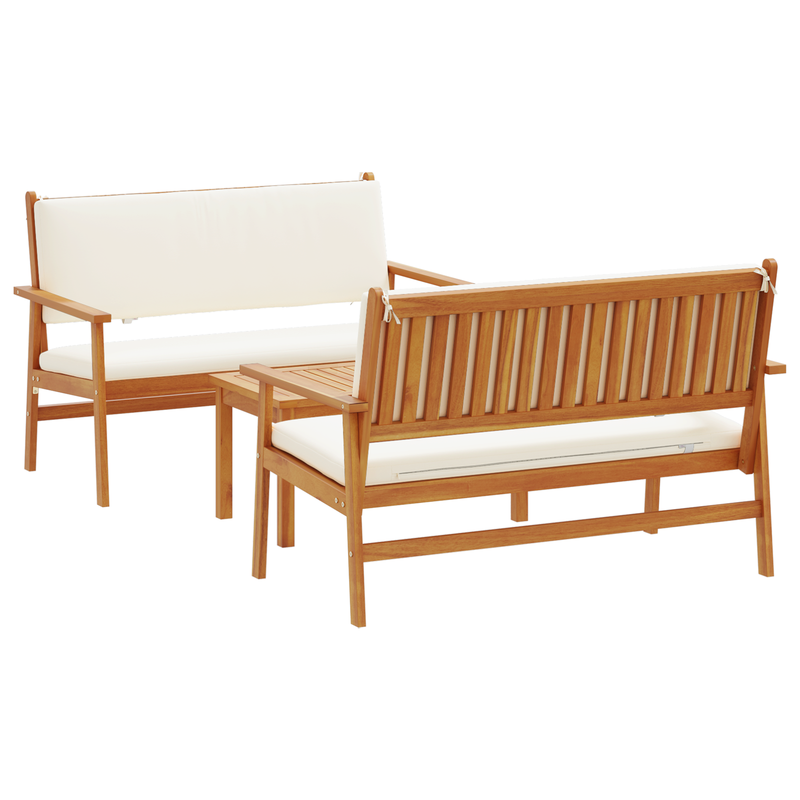 3 Piece Garden Sofa Set with Cushions Solid Wood Acacia
