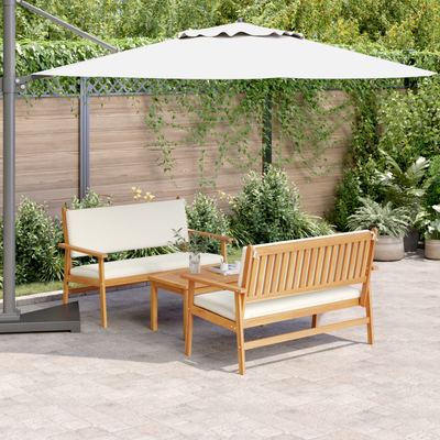 3 Piece Garden Sofa Set with Cushions Solid Wood Acacia