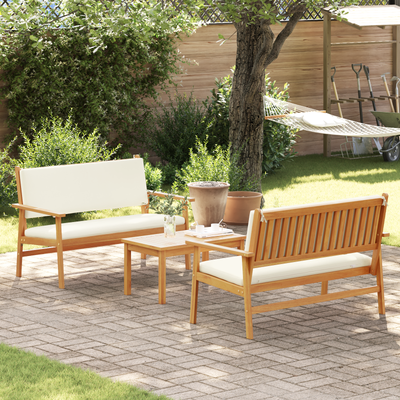 3 Piece Garden Sofa Set with Cushions Solid Wood Acacia