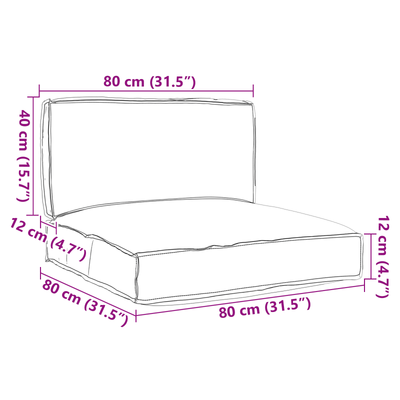 2 Piece Pallet Cushion Set Anthracite Oxford Fabric