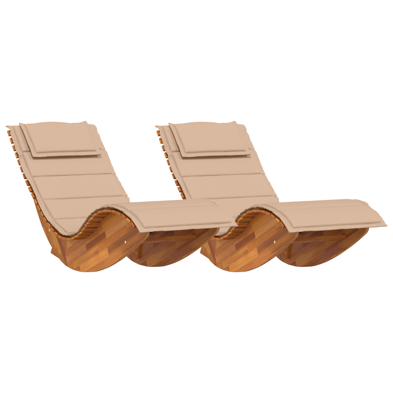 Rocking Sun Loungers with Cushions 2 pcs Solid Wood Acacia