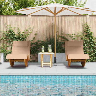 Rocking Sun Loungers with Cushions 2 pcs Solid Wood Acacia