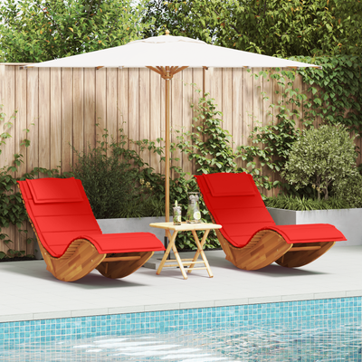 Rocking Sun Loungers with Cushions 2 pcs Solid Wood Acacia