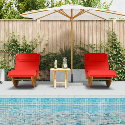 Rocking Sun Loungers with Cushions 2 pcs Solid Wood Acacia