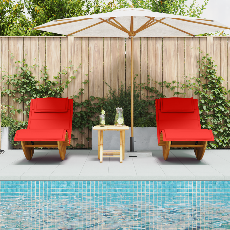 Rocking Sun Loungers with Cushions 2 pcs Solid Wood Acacia