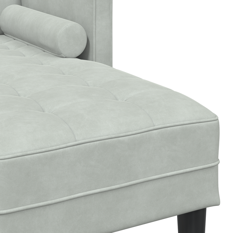 Garden Sofa with Bench and Cushions L-Shaped Light Grey Velvet, vidaXL 3-Seater Sofa with Chaise L-shaped Light Grey 160 cm Velvet, vidaXL Bench Light Grey 113 cm Velvet