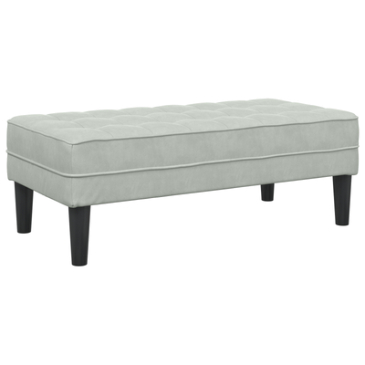 Garden Sofa with Bench and Cushions L-Shaped Light Grey Velvet, vidaXL 3-Seater Sofa with Chaise L-shaped Light Grey 160 cm Velvet, vidaXL Bench Light Grey 113 cm Velvet