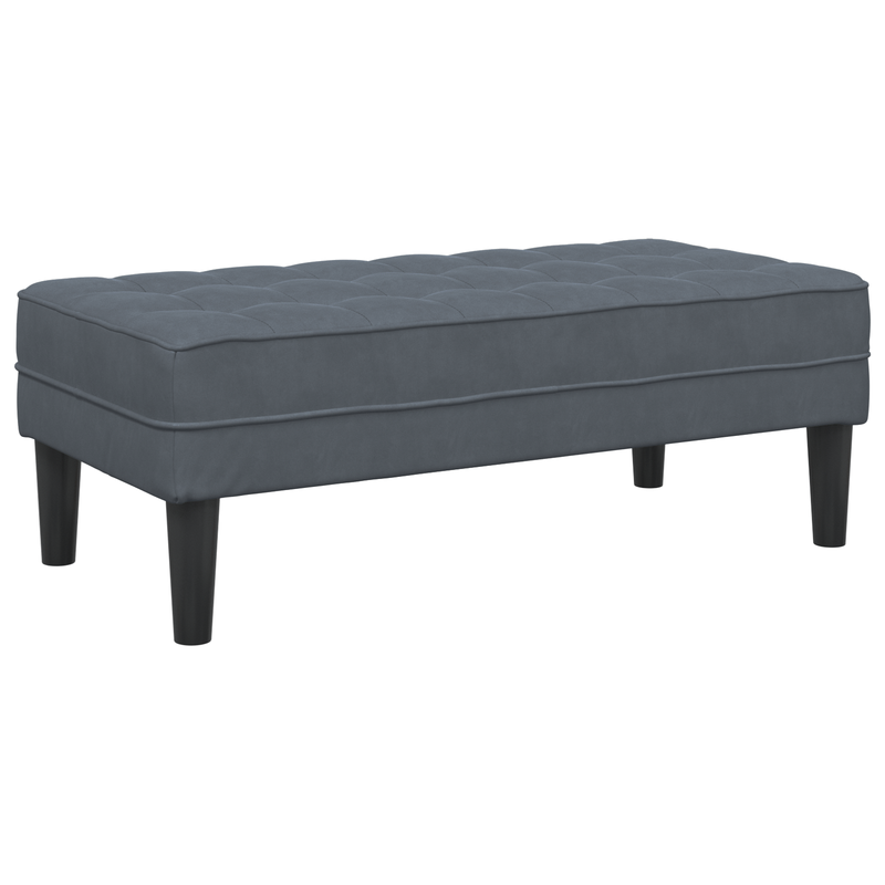 Garden Sofa with Bench and Cushions L-Shaped Dark Grey Velvet, vidaXL 3-Seater Sofa with Chaise L-shaped Dark Grey 160 cm Velvet, vidaXL Bench Dark Grey 113 cm Velvet