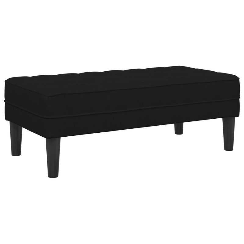 Garden Sofa with Bench and Cushions L-Shaped Black Velvet, vidaXL 3-Seater Sofa with Chaise L-shaped Black 160 cm Velvet, vidaXL Bench Black 113x57x39 cm Velvet