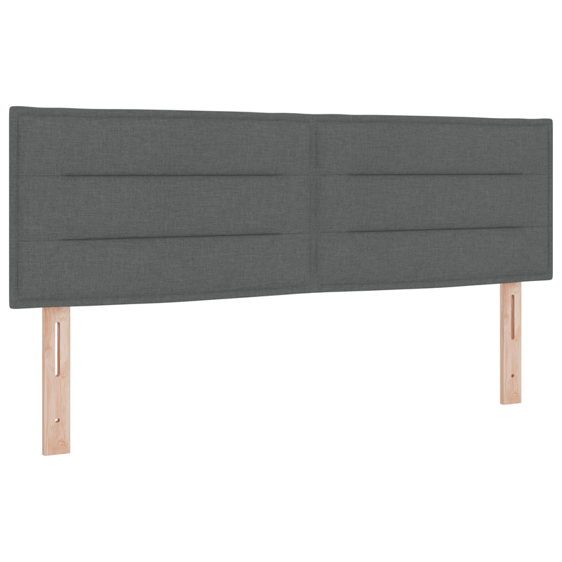 Box Spring Bed with Mattress Dark Grey Queen Fabric, vidaXL Headboard Lines Design Dark Grey 160 cm Fabric