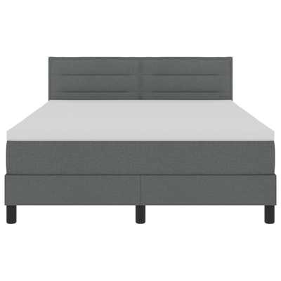 Box Spring Bed with Mattress Dark Grey Queen Fabric, vidaXL Headboard Lines Design Dark Grey 160 cm Fabric