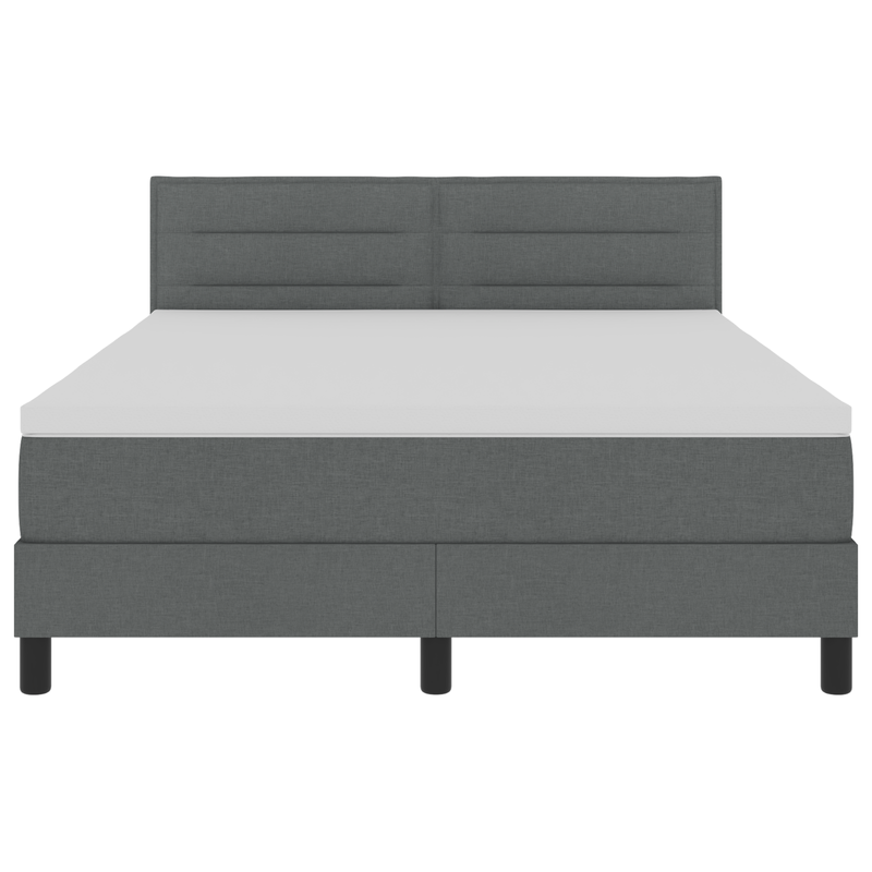 Box Spring Bed with Mattress Dark Grey Queen Fabric, vidaXL Headboard Lines Design Dark Grey 160 cm Fabric