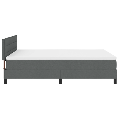 Box Spring Bed with Mattress Dark Grey Queen Fabric, vidaXL Headboard Lines Design Dark Grey 160 cm Fabric