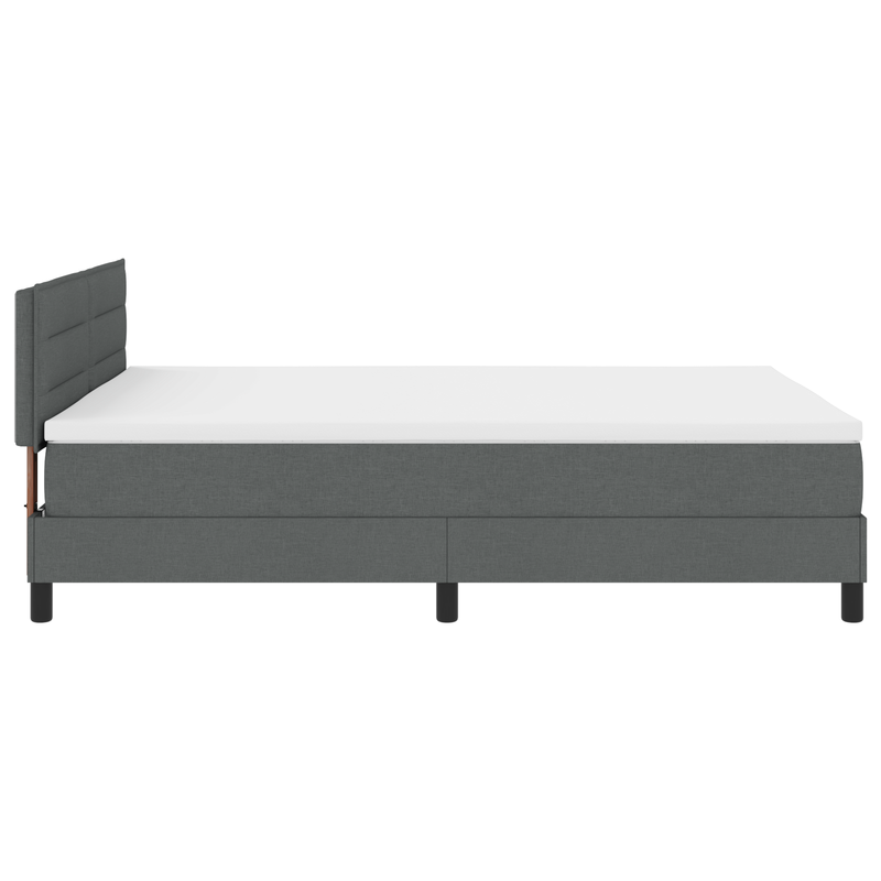 Box Spring Bed with Mattress Dark Grey Queen Fabric, vidaXL Headboard Lines Design Dark Grey 160 cm Fabric