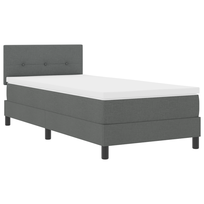 Box Spring Bed with Mattress Dark Grey King Single Fabric, vidaXL Headboard Button Tufted Dark Grey 100 cm Fabric