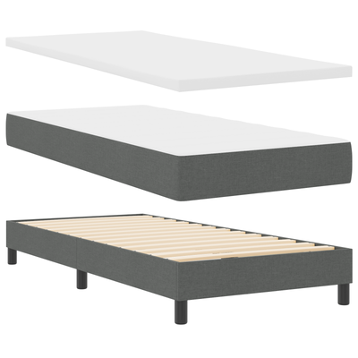 Box Spring Bed with Mattress Dark Grey King Single Fabric, vidaXL Headboard Button Tufted Dark Grey 100 cm Fabric