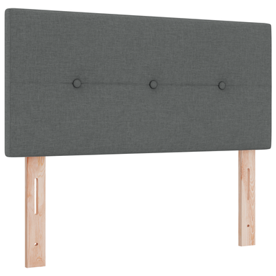 Box Spring Bed with Mattress Dark Grey King Single Fabric, vidaXL Headboard Button Tufted Dark Grey 100 cm Fabric