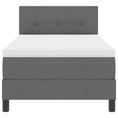 Box Spring Bed with Mattress Dark Grey King Single Fabric, vidaXL Headboard Button Tufted Dark Grey 100 cm Fabric