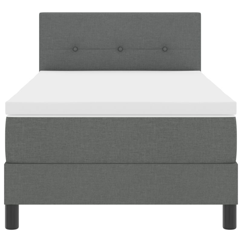 Box Spring Bed with Mattress Dark Grey King Single Fabric, vidaXL Headboard Button Tufted Dark Grey 100 cm Fabric