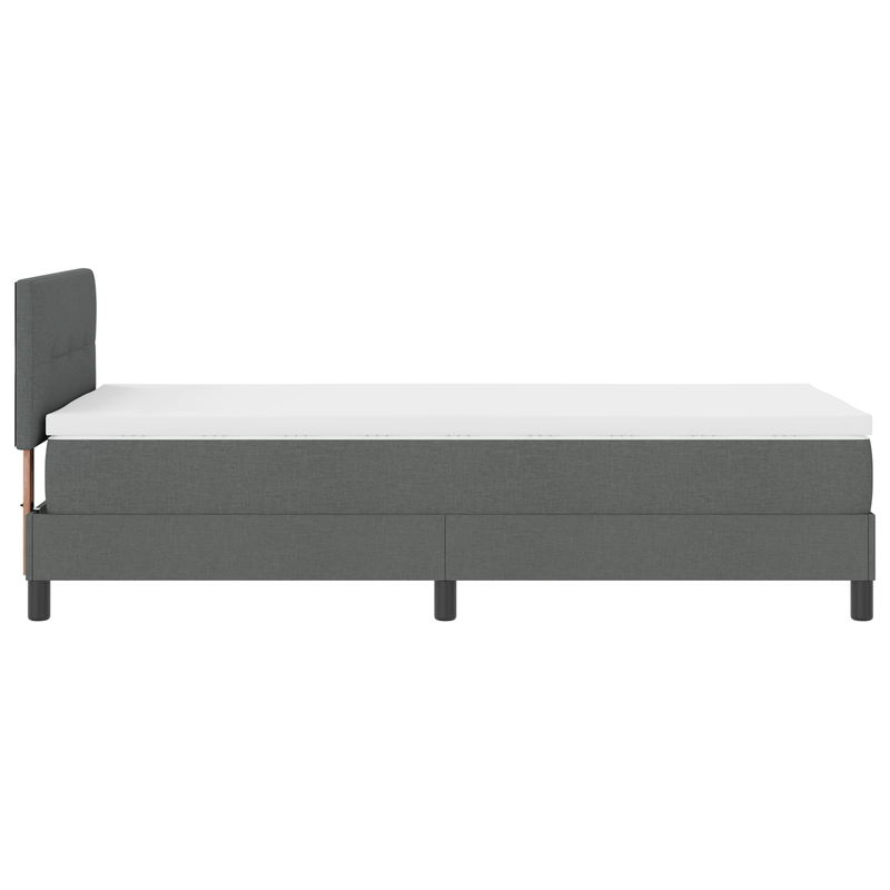 Box Spring Bed with Mattress Dark Grey King Single Fabric, vidaXL Headboard Button Tufted Dark Grey 100 cm Fabric