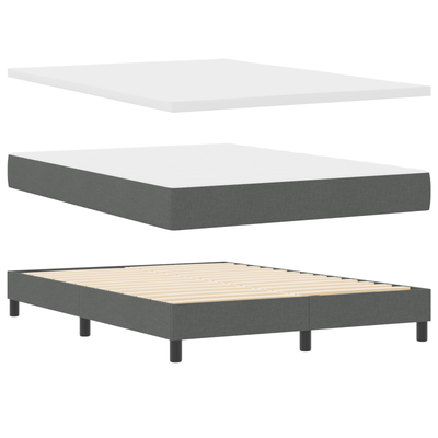 Box Spring Bed with Mattress Dark Grey Queen Fabric, vidaXL Headboard Button Tufted Dark Grey 160 cm Fabric