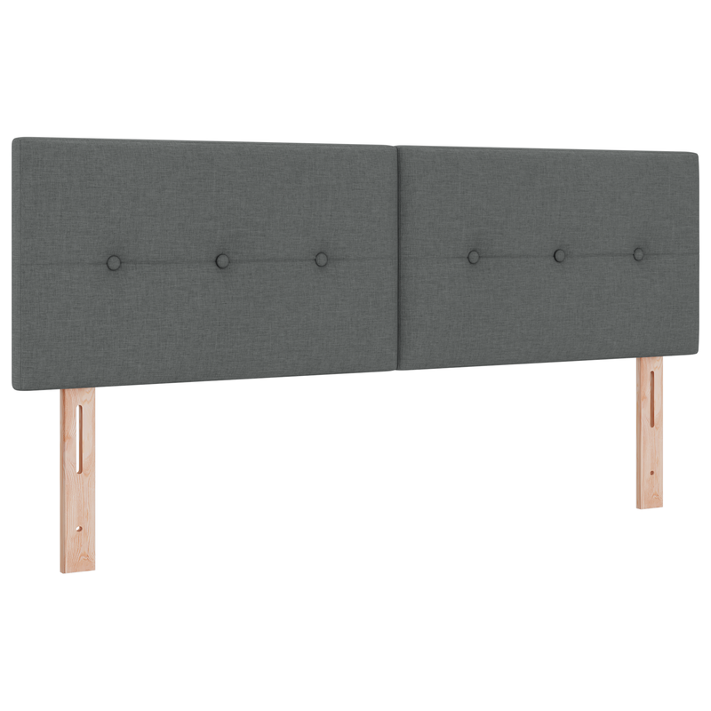 Box Spring Bed with Mattress Dark Grey Queen Fabric, vidaXL Headboard Button Tufted Dark Grey 160 cm Fabric