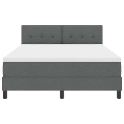Box Spring Bed with Mattress Dark Grey Queen Fabric, vidaXL Headboard Button Tufted Dark Grey 160 cm Fabric