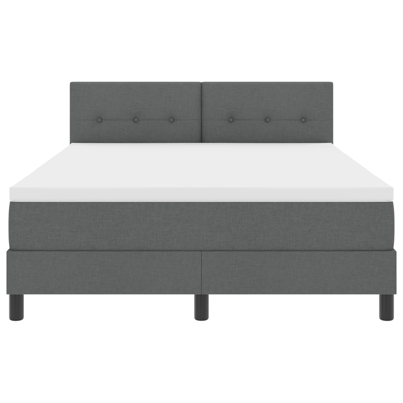 Box Spring Bed with Mattress Dark Grey Queen Fabric, vidaXL Headboard Button Tufted Dark Grey 160 cm Fabric