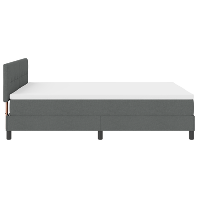 Box Spring Bed with Mattress Dark Grey Queen Fabric, vidaXL Headboard Button Tufted Dark Grey 160 cm Fabric