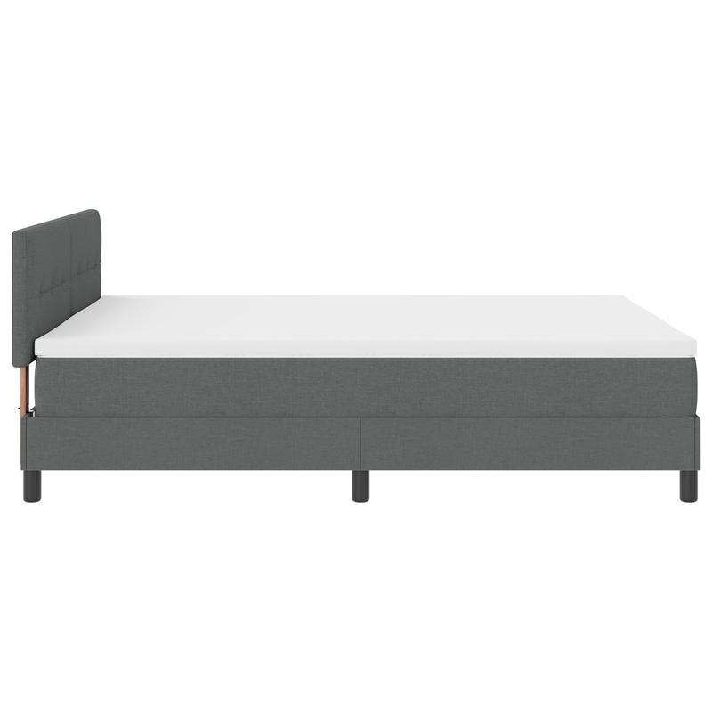Box Spring Bed with Mattress Dark Grey Queen Fabric, vidaXL Headboard Button Tufted Dark Grey 160 cm Fabric