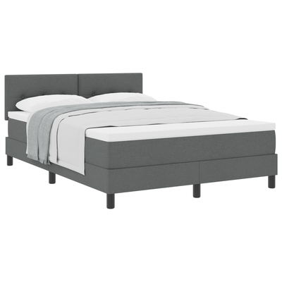 Box Spring Bed with Mattress Dark Grey Queen Fabric, vidaXL Headboard Button Tufted Dark Grey 160 cm Fabric