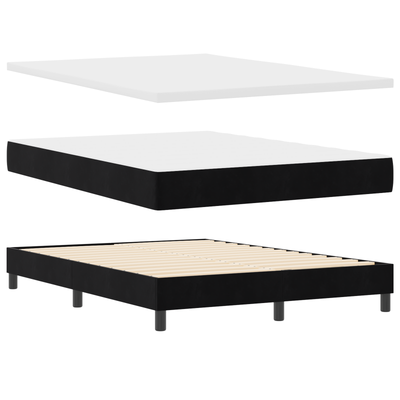 Box Spring Bed with Mattress Black Queen Velvet, vidaXL Headboard Crystal Button Tufted Black 160 cm Velvet