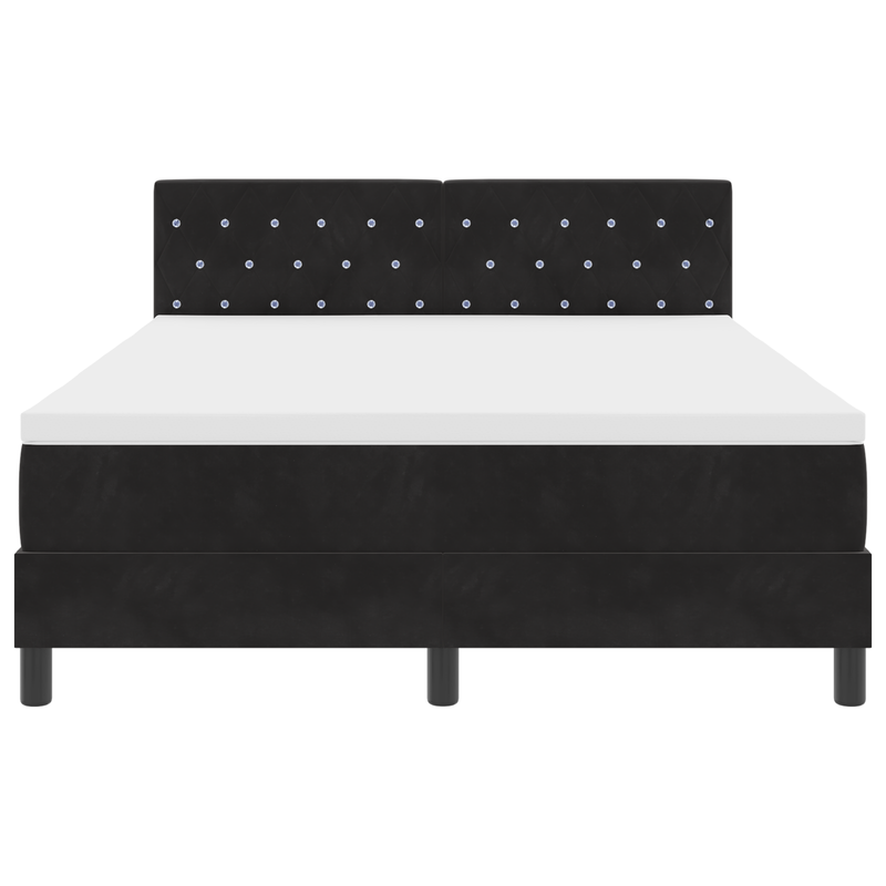 Box Spring Bed with Mattress Black Queen Velvet, vidaXL Headboard Crystal Button Tufted Black 160 cm Velvet