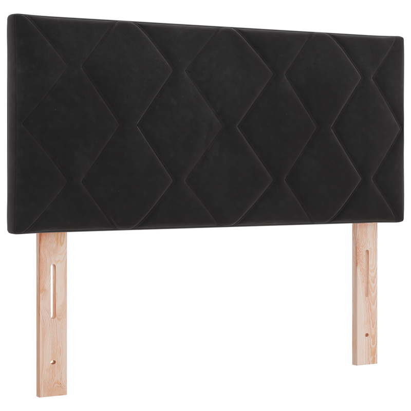 Box Spring Bed with Mattress Black King Single Velvet, vidaXL Headboard Diamond Blocks Design Black 100 cm Velvet