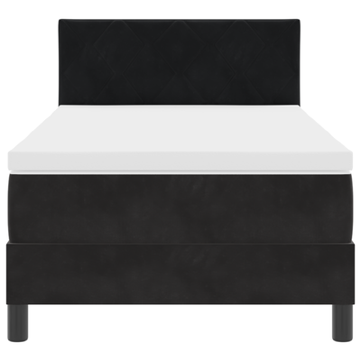 Box Spring Bed with Mattress Black King Single Velvet, vidaXL Headboard Diamond Blocks Design Black 100 cm Velvet