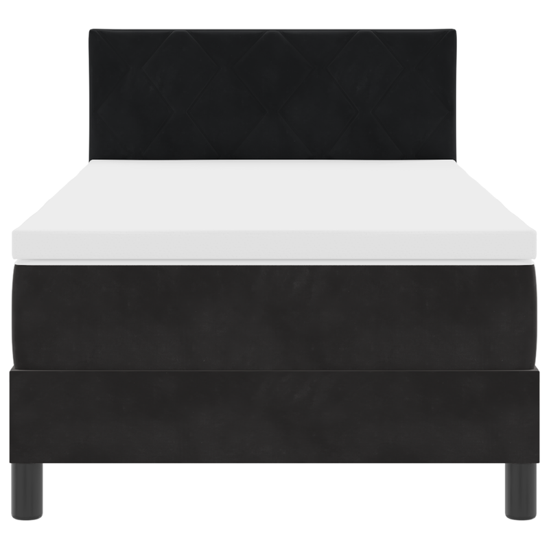 Box Spring Bed with Mattress Black King Single Velvet, vidaXL Headboard Diamond Blocks Design Black 100 cm Velvet