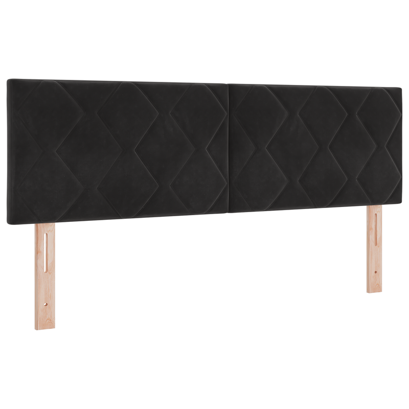 Box Spring Bed with Mattress Black Full Velvet, vidaXL Headboard Diamond Blocks Design Black 140 cm Velvet